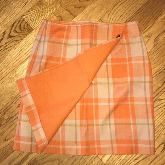 ALine beige orange wrap around A line skirt size 8 - Picture 2 of 8